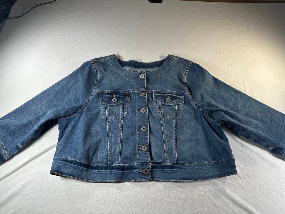 Torrid Feel The Fit Women’s Size 3 Stretch Denim Jacket Blue Collarless